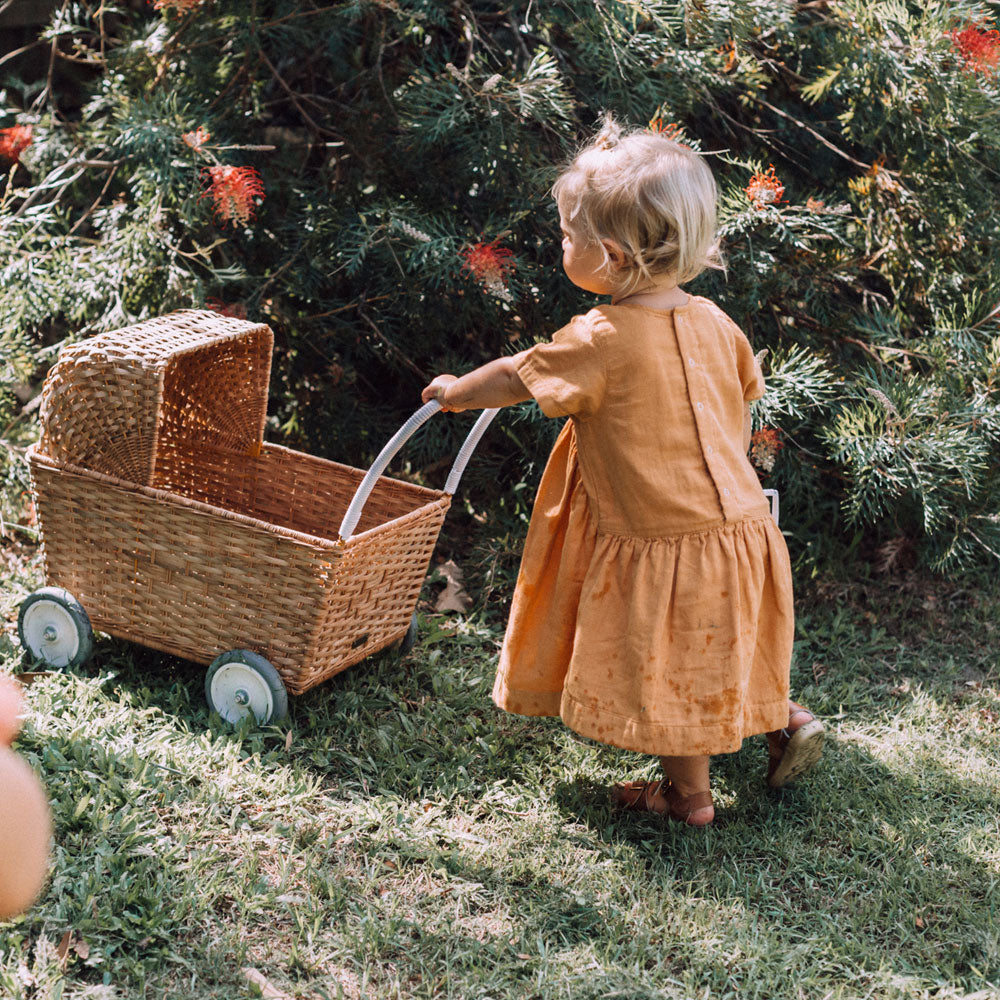 Puppenwagen Rattan Strolley Natural